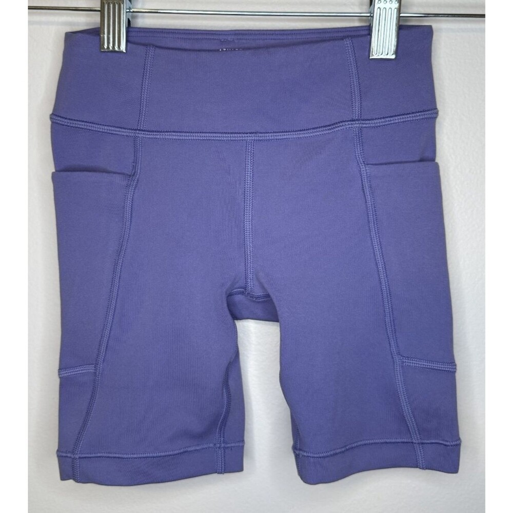 Athleta Girl Stash Your Treasures Purple Bike Shorts XS 6 Pockets Powervita EUC